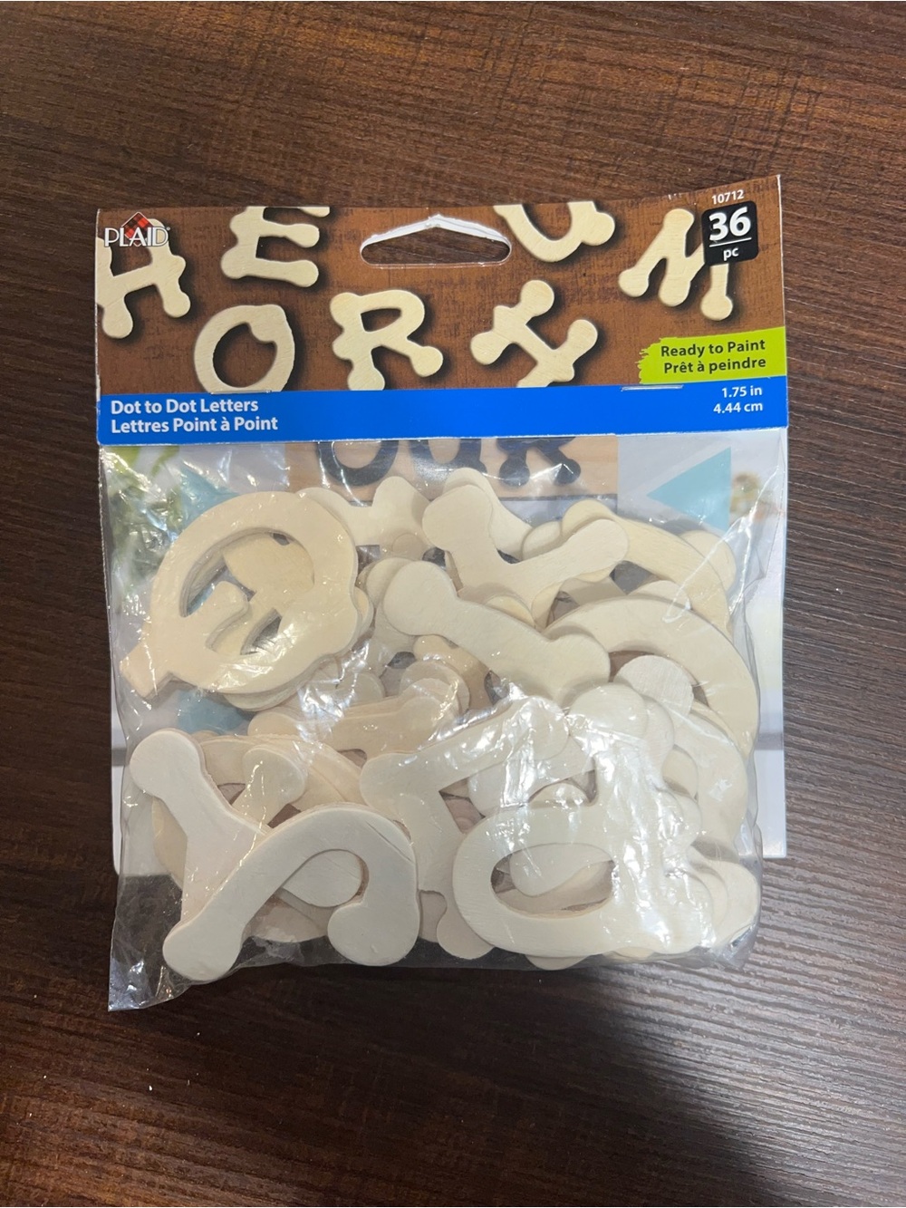Plaid Dot to Dot Wooden Letters 1.75 in- Cream Alphabet Set#607